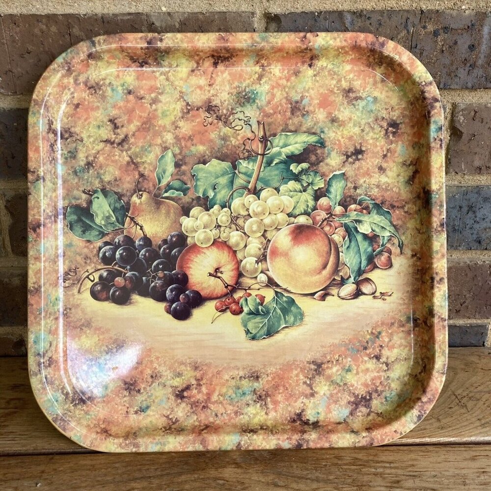 Vintage 1971 Daher Decorated Ware Fruit Motif Serving Tray